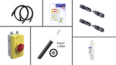 3ph Solar accessories kit with cables, connectors, and isolator